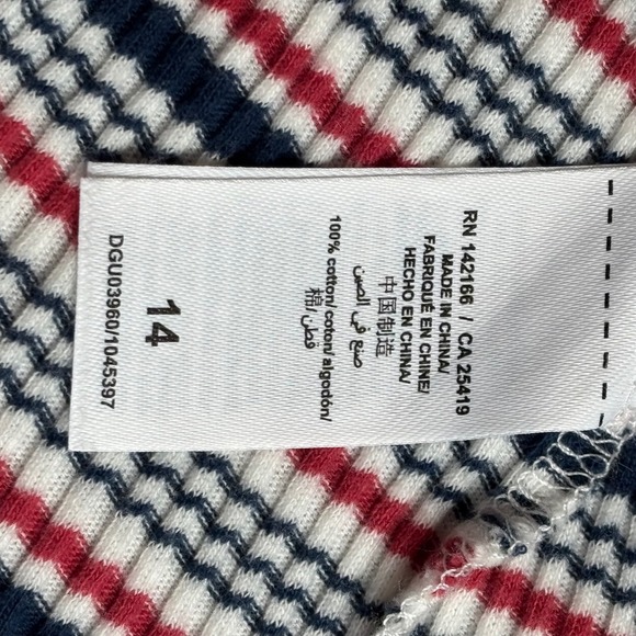 Splendid Girls Striped Long Sleeve Drop Waist Dress Size 14 Red White Navy - Picture 4 of 7